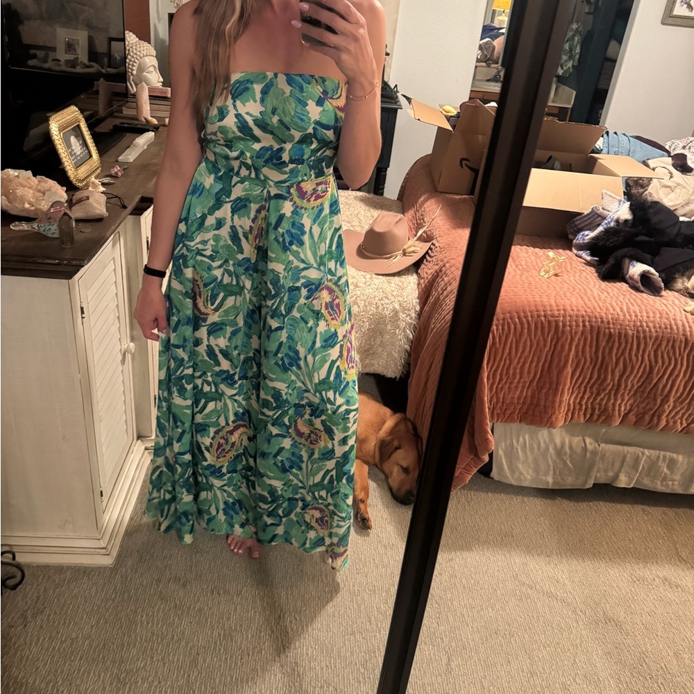 Floral Strapless Silk Maxi Romper